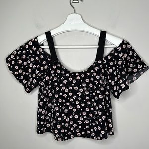 Miss Selfridges Petites Off The Shoulder Cropped Floral Blouse